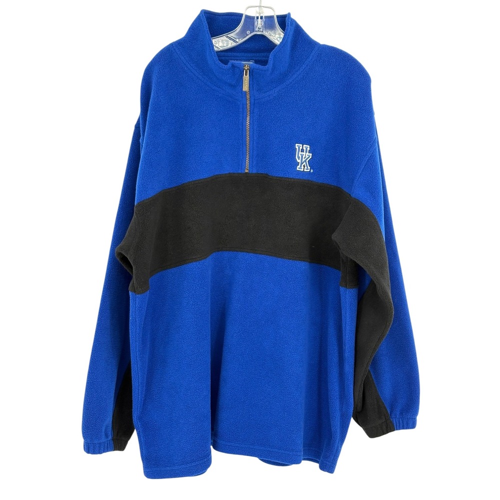 Starter Kentucky Wildcats Pullover Blue Black Colorblock Fleece XL